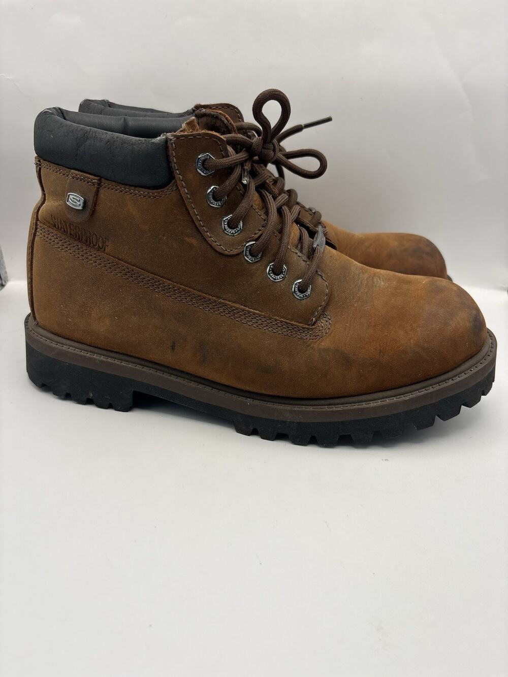 Skechers Verdict Waterproof Brown Leather Boots Men Size 10.5